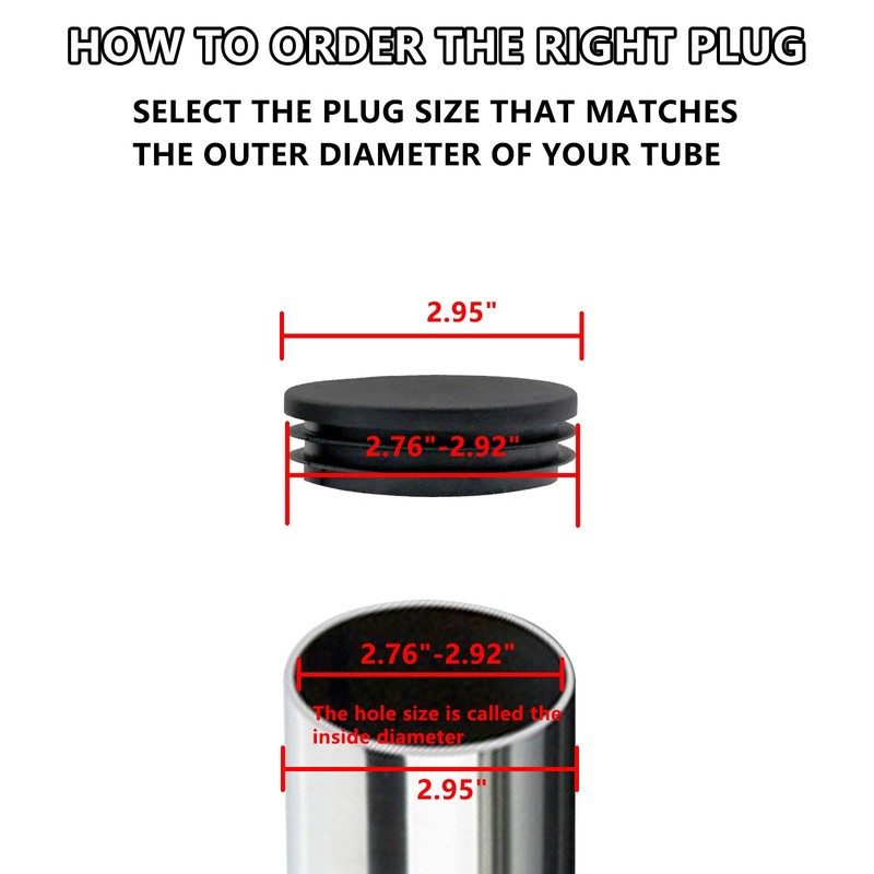 Qjaiune 76mm/3 inch Round Plastic Plugs Black, Pipe Tubing End