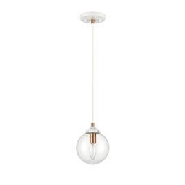 Elk Home Boudreaux Mini Pendant - 1-Light in Matte White Finish, with Clear Glass, Modern/Contemporary Style