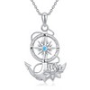 Anchor Necklace 925 Sterling Silver Lotus Anchor Pendant Necklace Anchor Jewelry Gifts for Women