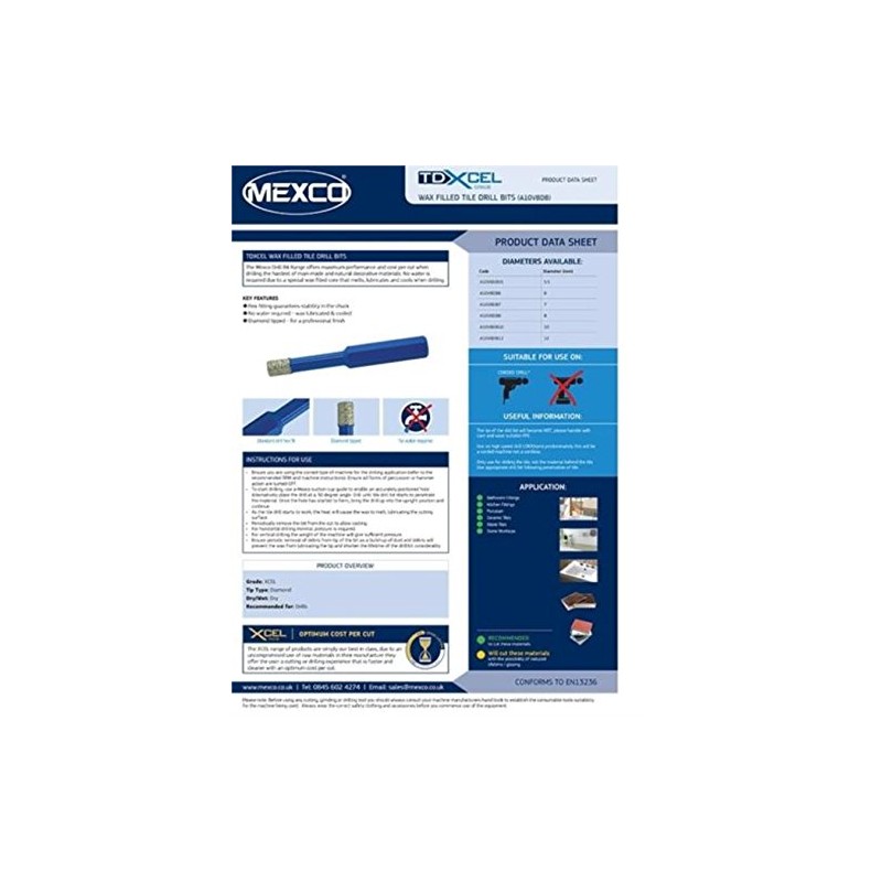 Mexco A10VBDB6 6.0mm Vacuum Brazed Diamond Drill Bit