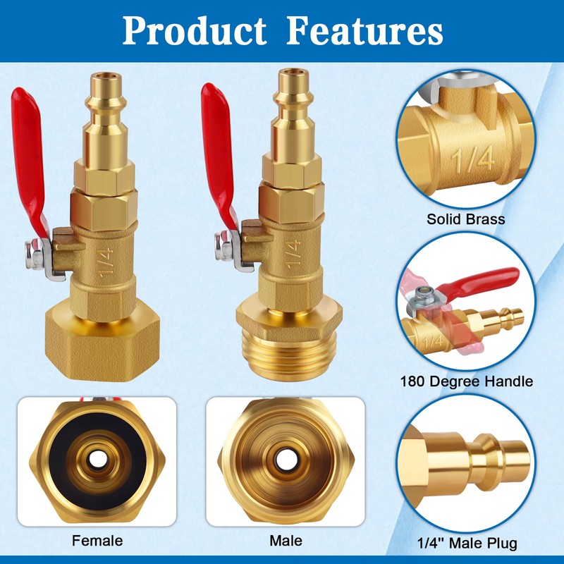 FANOVO RV Winterize Blowout Adapters, 3/4'' GHT Male & Female