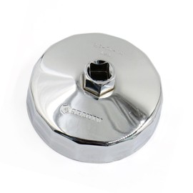 Hihaha 92-93mm Inner Diameter 15 Flutes Oil Filter Wrench Cap/Front Oil Filter Socket for Car/Durable / 1Pcs Silver Tone