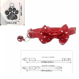 Unbranded Cat Dog Pet Collar Stylish Knitted Bowknot Dot Bell Adjustable Buckle Black