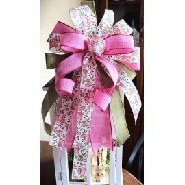 Handmade 10" x 20" SPRING FLORAL WIRED BOW for DOOR WREATH, SWAG, LANTERN # 203-C rb