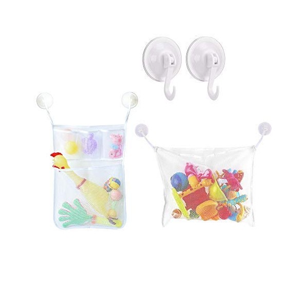 JZK 2 x Bath Toy Storage Organiser + 6 Strong