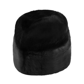 XGOPTS Men’s Faux Fur Cossack Hat Furry Winter Hat Russian Ushanka Warm Cap Thermal Rolled Cuff Retro Dad Hat Trapper Hat Black