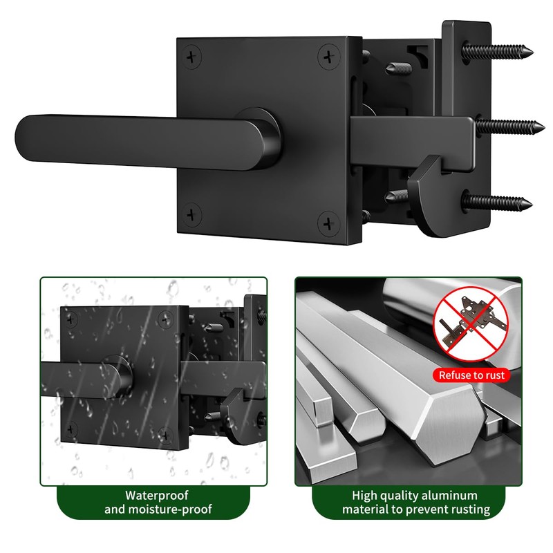 Double Side Gate Latch, Heavy Duty Left Swinging Door Latch