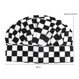 TRIXES Chef's Hat - Chequered Black and White - Professional Unisex Check Kitchen Accessory- for Cooking & Baking in The Kitchen or Great Fancy Dress Piece - Hats for a Baker/Chef Uniform