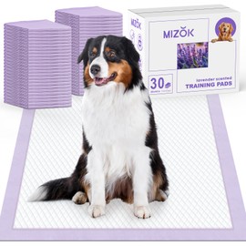MIZOK Pee Pads Purple 28x44in Lavender Scented Dog Pee Pads Extra Large Odor Control Dog Pads Ultra Absorbent for Up to 12 Cups 6 Layers Leak-Proof Pee Pads for Dogs (30 Counts)