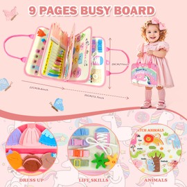 Sumtoco Busy Board, Montessori Toy 2 Years, 9 in 1 Montessori Activity Board, Busy Board from 1 2 Years, Children's Toy from 1 Year, Gift for Toys from 1 2 3 4 Girls, Quiet Book