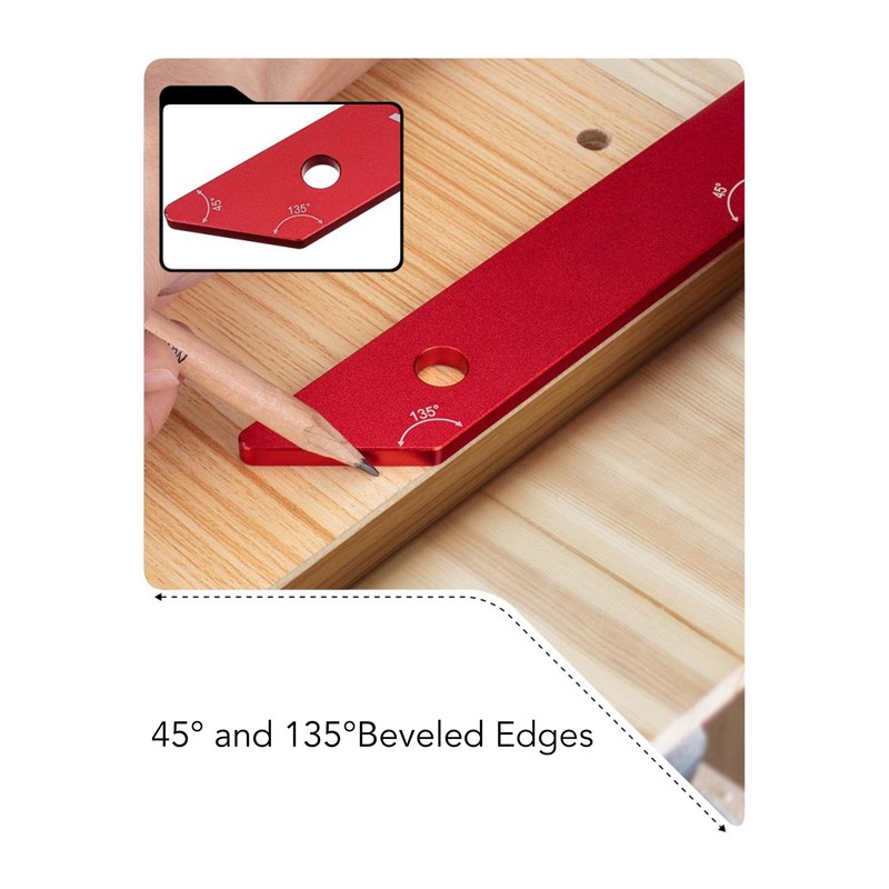 45 Degrees 135 Degrees Woodworking Measuring Ruler Aluminum Alloy Carpenter