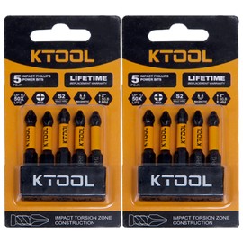 KTOOL 2 Inch Phillips #2 Magnetic Impact Screwdriver Bits, S2 Steel, CNC Machined Tips, 10 Pieces