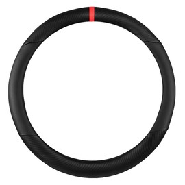 Universal Black PU Leather 15'' 38 cm Car Steering Wheel Cover Carbon Fiber Non Slip Protector