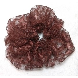 Mocha Brown Lace Hair Scrunchies-Large - Made in the USA