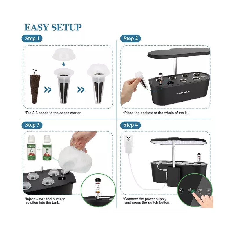 TRECAAN Indoor Herb Garden Kit, Hydroponics Growing System, 7 Pod