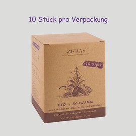 ZURAS® - 10 biologische Reinigungsschwämme aus Sisalfasern, Veganer Putzschwamm aus Pflanzenfasern zum Reinigen von Geschirr und Oberflächen, Küche, Bad, Outdoor