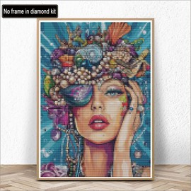 Kaliosy 5D Diamond Art Kits for Adults Pearl Woman by Number Kits, Diamond Painting Art DIY Full Drill Crystal Craft Cross Stitch Embroidery Decoration (12x16 inch) 30x40 cm