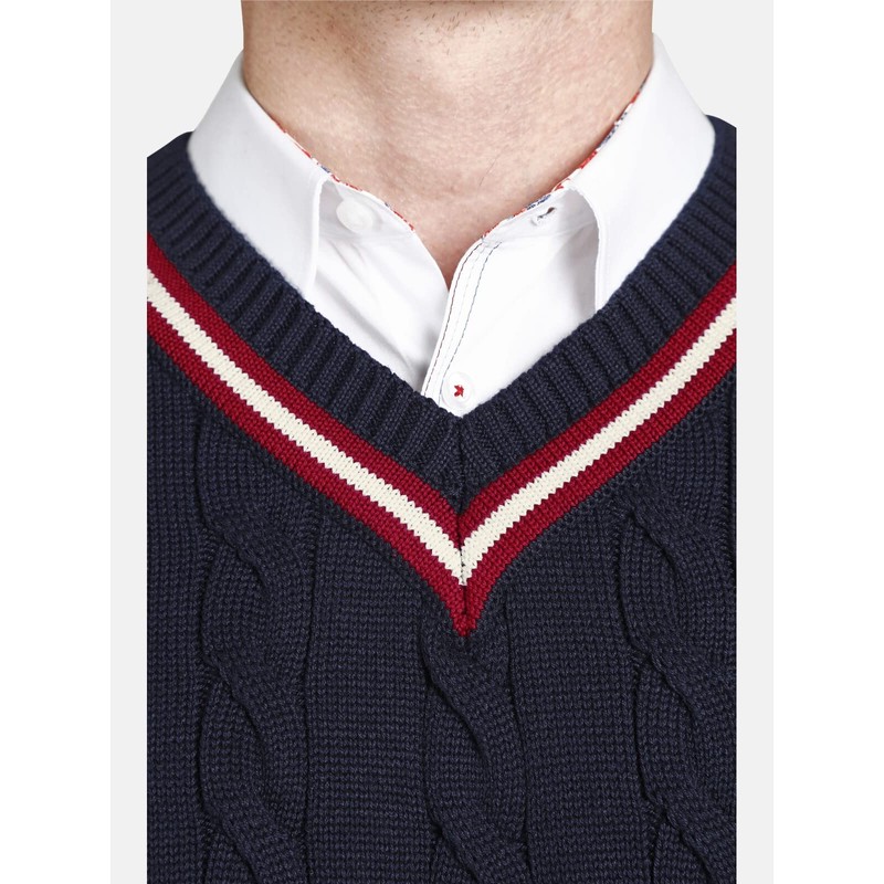 Charles Colby Men's Earl Constantine Knitted Casual Top Sleeveless, darkblue