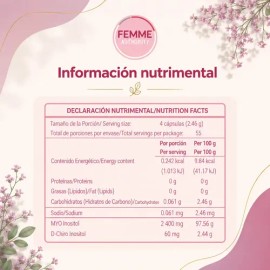 Inositol Myo + D-chiro Femme 220 Cápsulas Para Mujer Sabor Sin Sabor