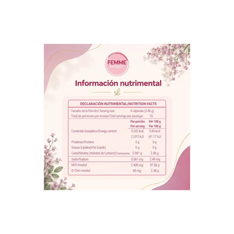 Inositol Myo + D-chiro Femme 220 Cápsulas Para Mujer Sabor