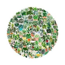 100PCS Potted Plant Stickers for Skateboard,Luggage,Water Bottle,Bike,Laptop,Scrapbook,Guitar,Cars,Trendy Plant Waterproof Vinyl Sticker,Teens Adults Sticker,Cute Green Leaf Aesthetic Graffiti Decals