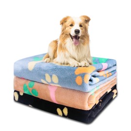 1 Pack 3 Dog Blankets, 3 Pcs Pet Flannel Blankets, Super Soft Fluffy Cute Bone Pattern Fleece Pet Blanket, Throw Blankets for Dogs & Cats, Bedding, Couches & Travel Puppy Blankets