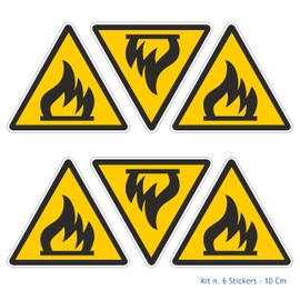 Pubblimania Fire Hazard Combustible Materials - Labels for Outdoor Indoor Use (6 Flammable Materials)