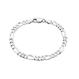 Savlano 925 Sterling Silver Italian Solid Figaro Link Chain Bracelet With Gift Box For Men & Women - Made in Italy (9, 5.5mm)