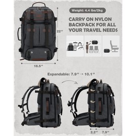 Gonex Canvas Backpack, Vintage 3-in-1 Convertible Laptop Bag for Travel, Work & College, Large Carry-On Rucksack for Men & Women (Dark Grey)