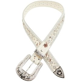 Shyanne Women's Nova Embellished Hair On Buckle Belt - SAHO24BT20-WHT Medium