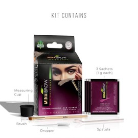 MINA Ibrow Henna - Kit de tinte rubio ceniza | larga duración hasta 6 semanas | Efectos para colorear | hasta 30 aplicaciones