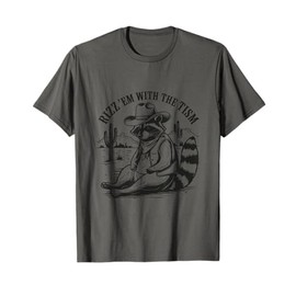 Rizz Em With The Tism Vintage Funny Cowboy Raccoon Autistic T-Shirt
