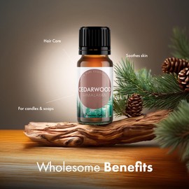 The Premium Nature Cedarwood Essential Oil for Hair, Skin & Aromatherapy | Fresh, Woodsy, Piney Scent | 100% Natural & Pure - Ideal for Diffuser & Candle Making, 0.34 fl oz