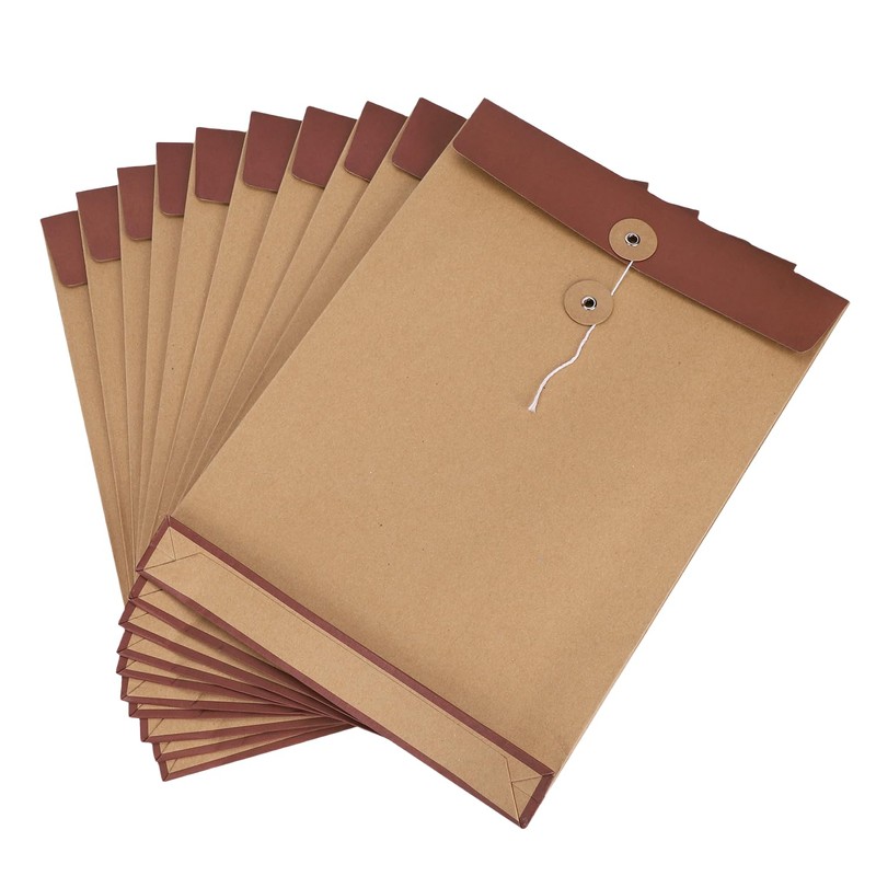 10Pcs A4 Large Kraft File Folder Foolscap Brown Gussetted Envelope