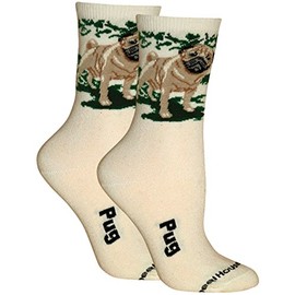 Wheel House Designs Fawn Pug Designer Socks / Ladies 9-11