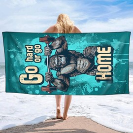 YISUMEI Fitness Gorilla Beach Towels for Adults Extra Large 180 x 90 cm, Microfibre Lightweight Quick Dry Towel for Swimming Pool Cruise Travel Sports Camping