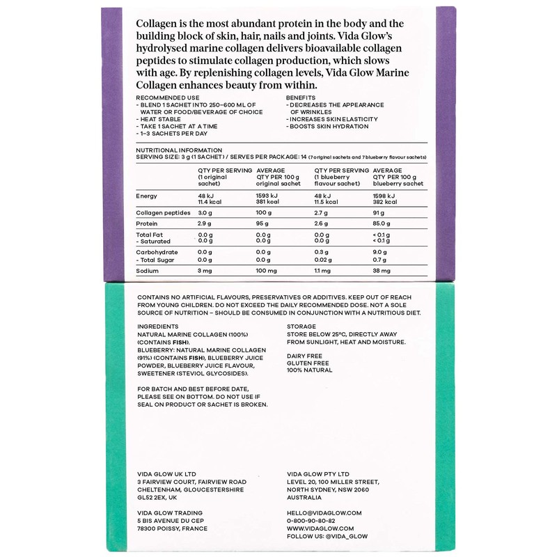 Vida Glow Mixed Natural Marine Collagen Trial Pack - 14