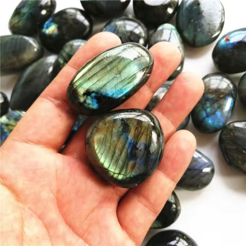 Audiophan Natural Gemstone Labradorite Plum Stone Gemstone 2pcs Irregular Polished