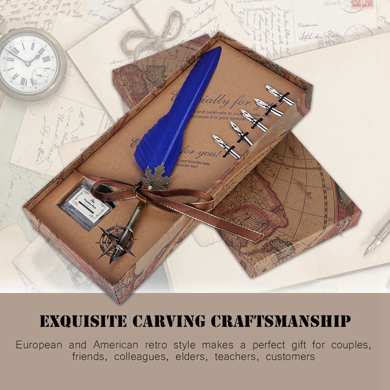 European Retro Quill Alloy Feather Writing with Pen Nibs Gift