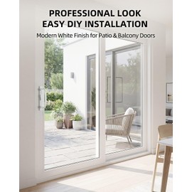 Keyed Sliding Patio Door Handleset, 45° Keyway, 3-15/16" H.C., Fits 1-3/8" to 2" Thick Doors, Non-Handed, White Diecast, Offset Position with Mortise Lock and Keeper｜Off Center Thumb Latch