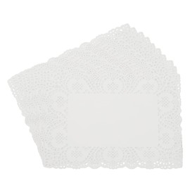 sourcing map 140pcs Paper Doilies, 10.3" x 7.5" Rectangle Lace Doilies Disposable Paper Placemats for Wedding Christmas Tableware Decoration White