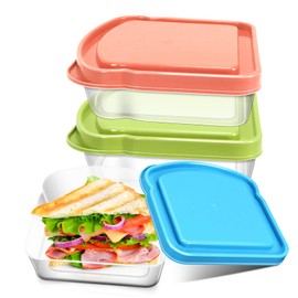 CZWESTC 3 Pack Sandwich Containers, Colored Sandwich Boxes for Lunch, Reusable and Easy to Open Fun Sandwich Container(in 3 Colors)