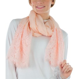 ToBeInStyle Women's Wide Lace Trime Spring Scarf - Peach