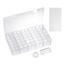 sourcing map Bead Organizer Box Diamond Art Containers 1pcs Rectangular Plastic Storage Case 60pcs Mini Clear Bead Storage Containers Boxes with 66pcs Stickers for Jewelry Beading Crafts