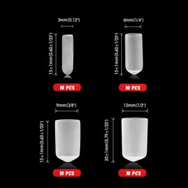 Rubber End Caps, 1/8" 1/4" 3/8" 1/2" Transparent Vinyl Cover Screw Thread Protectors Assortment Kit(10Pcs per 3mm 6mm 9mm 12mm)