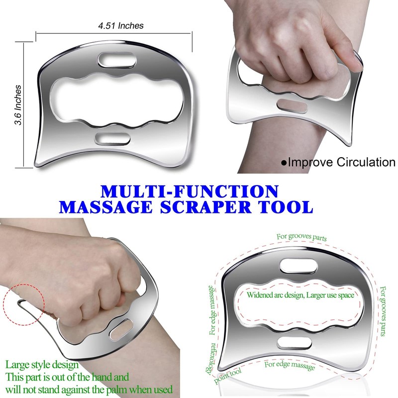 Robulove 3 in 1 Stainless Steel Gua Sha Tool, Muscle