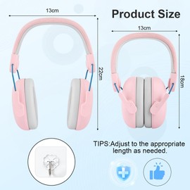 AOOWU Hearing Protection Children, Noise Protection Headphones for Children, Passive Earmuffs Child, Capsule Ear Protectors School, Drums, Autists, Concert - for 3-16 Years - Hook + Storage Bag - 25