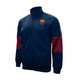 Icon Sports FC Barcelona Adult Full-Zip Touchline Track Jacket (Navy, Large)
