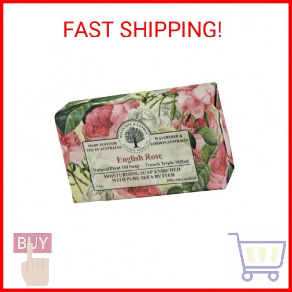 Wavertree & London English Rose Scented Natural Soap Bar, 7oz