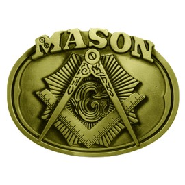 Morase Masonic Monogram Symbol Design Cowboy Belt Buckles, Masonic Monogram Golden, middle